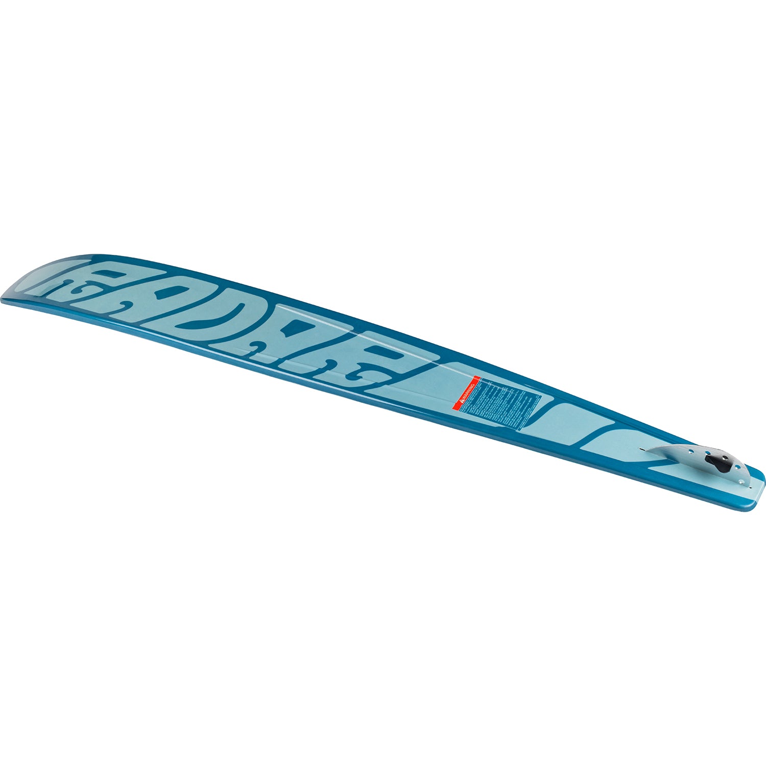 Blue ski with branding on a white background