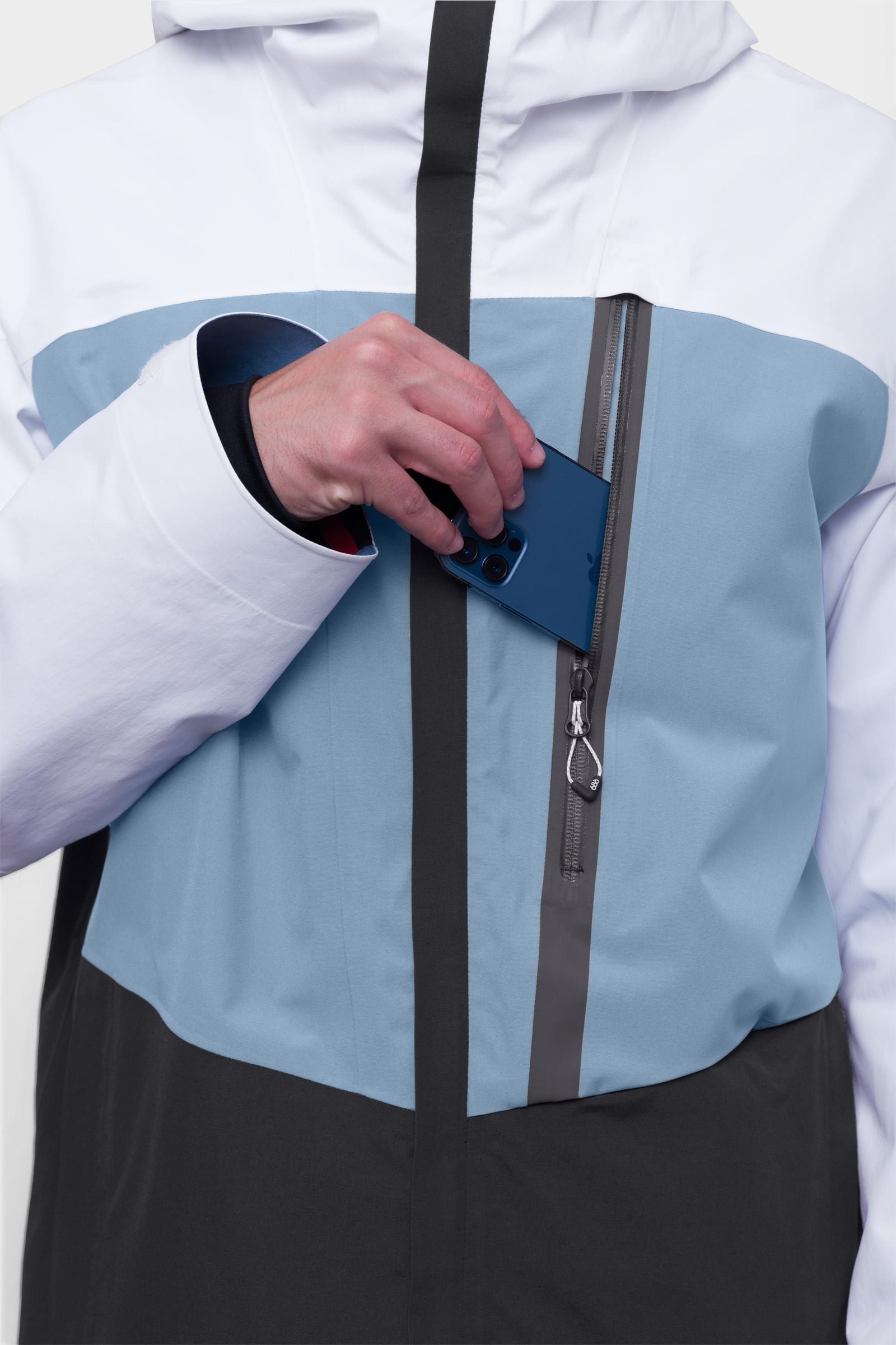 686 Mens Gore-Tex GT Shell Jacket White Steel Blue Black