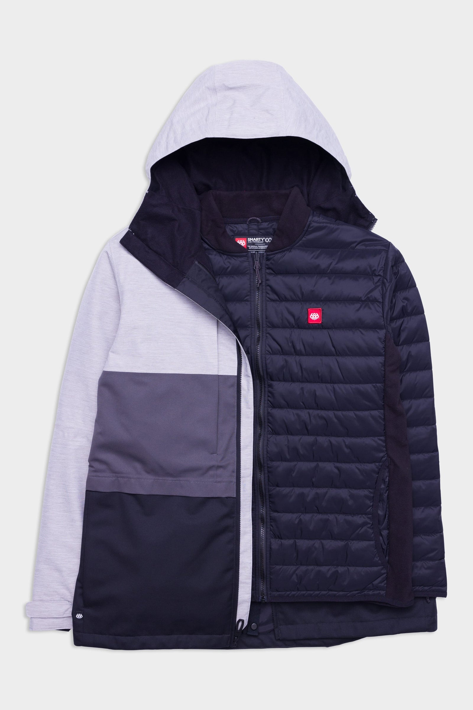 686 Mens Smarty 3-in-1 Form Jacket White Heather Colourblock