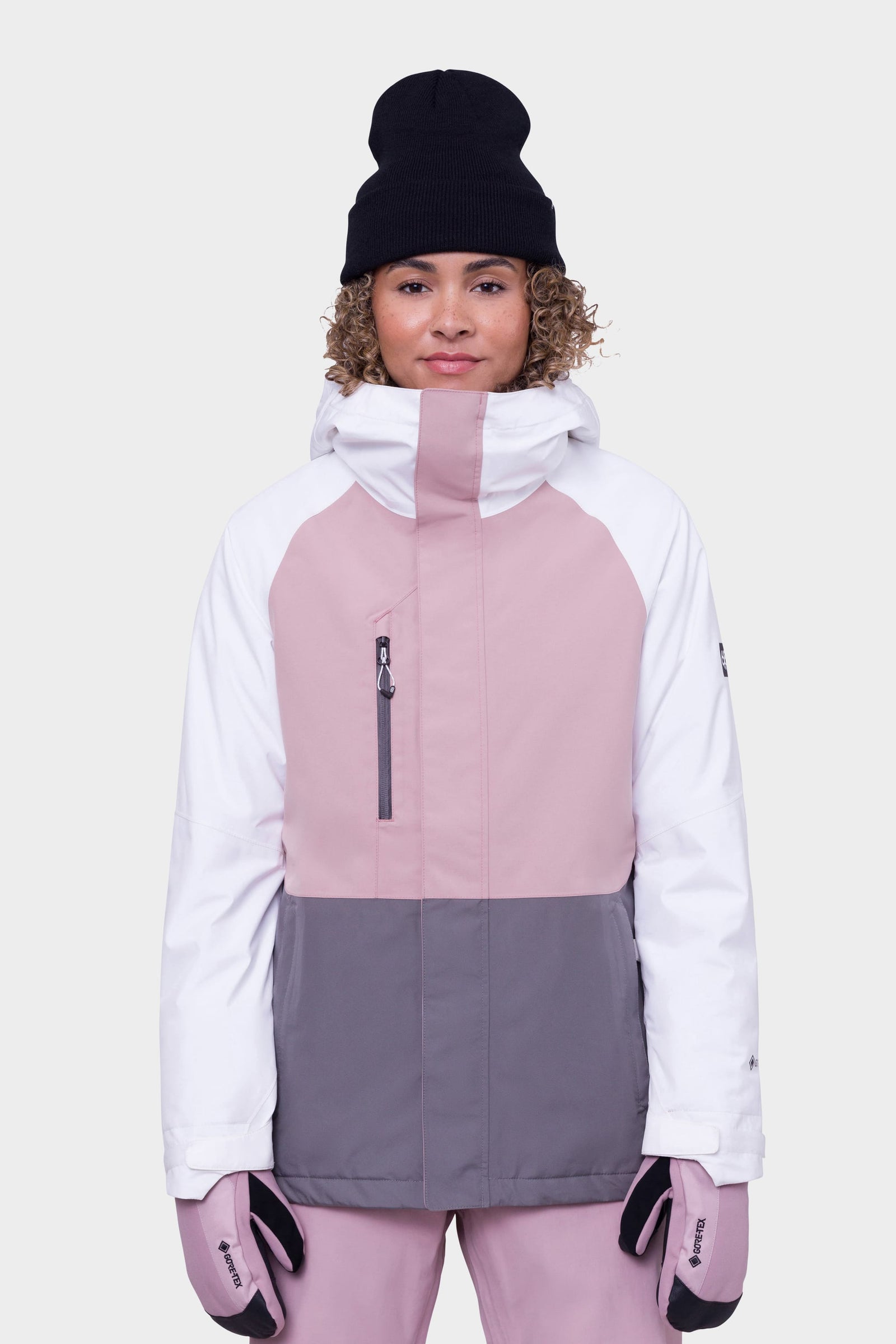 686 Womens Gore-Tex Willow Jacket White Dusty Mauve Rhino Grey