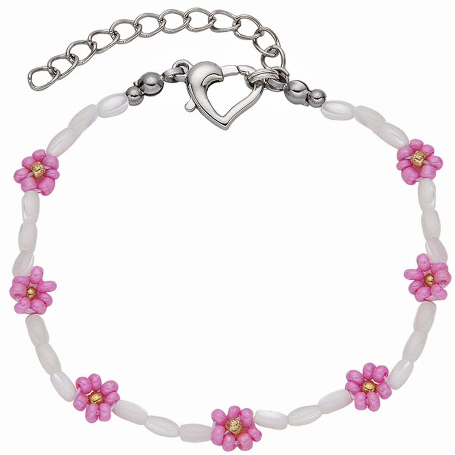 Mother Of Pearl & Pink Daisy Anklet