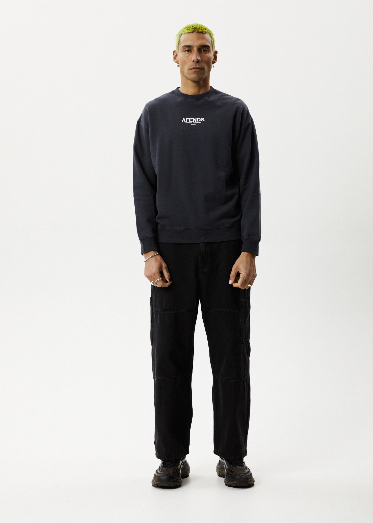 Vinyl Crew Neck Jumper Charcoal