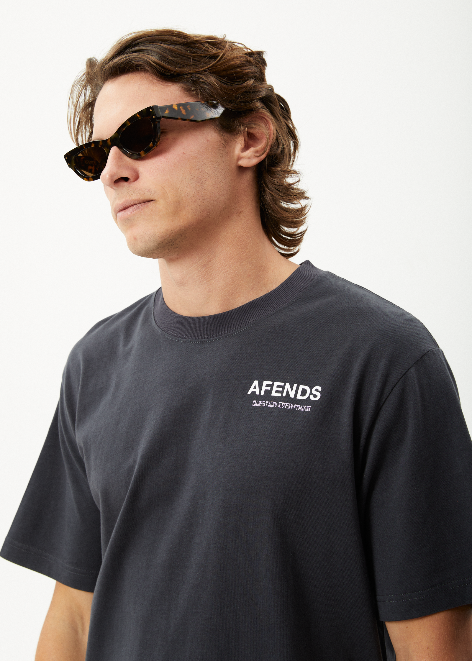 Afends Waveform Retro Graphic Fit T-Shirt Charcoal