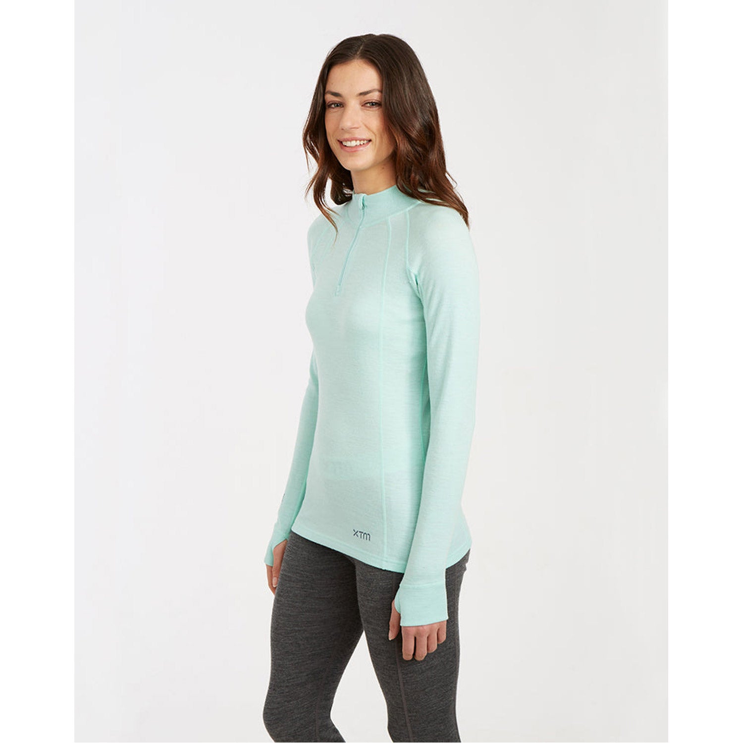Ladies Merino 230 Wool Zip Neck Long Sleeve Thermal Top