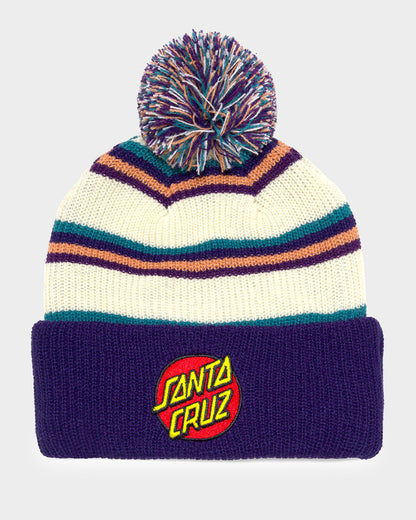 Classic Dot Patch Boys Beanie Cream Stripe