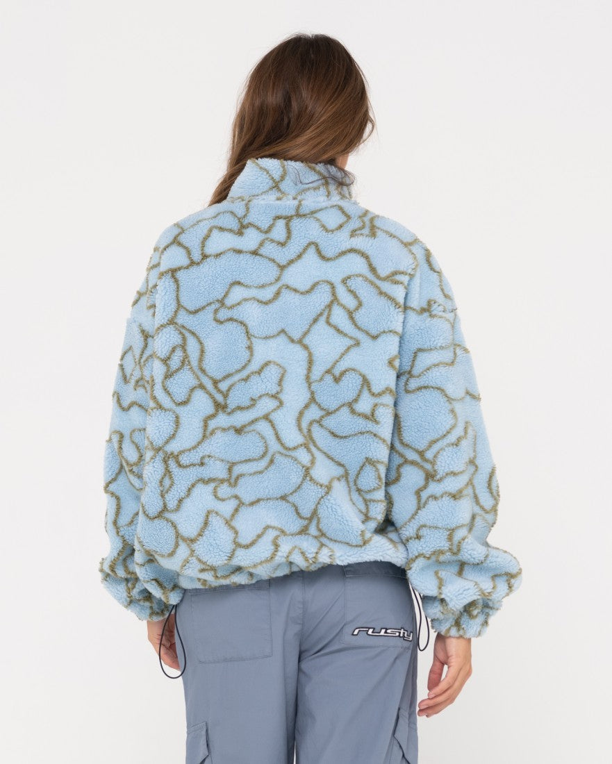 Low Tides Printed Zip Through Sherpa Fleece