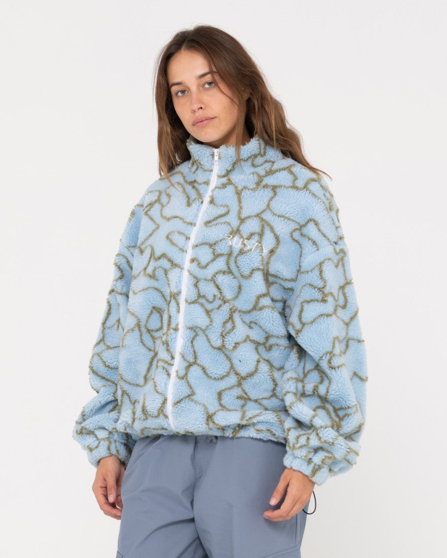 Low Tides Printed Zip Through Sherpa Fleece