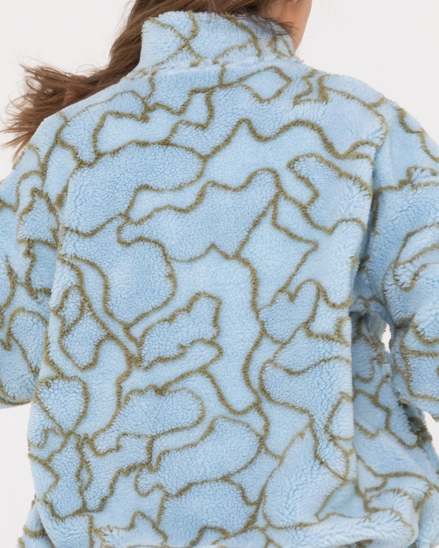 Low Tides Printed Zip Through Sherpa Fleece