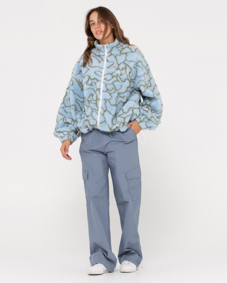 Low Tides Printed Zip Through Sherpa Fleece