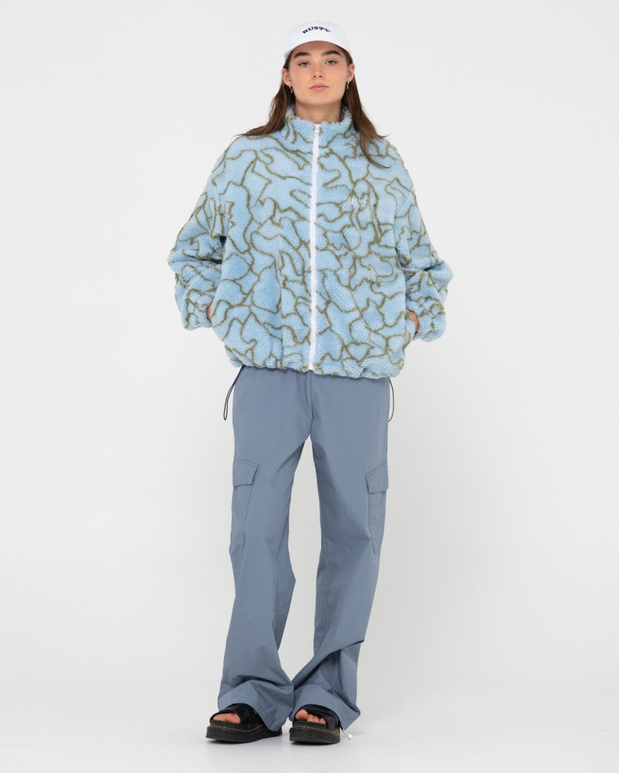 Low Tides Printed Zip Through Sherpa Fleece