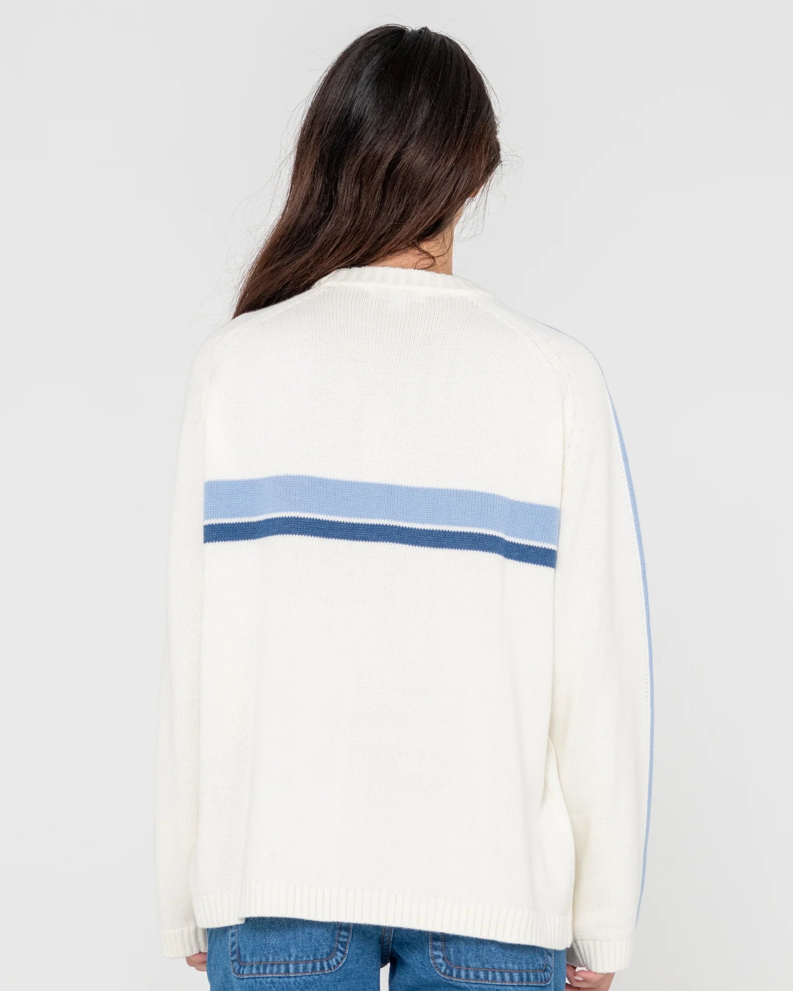 White Lines Oversized Crew Neck Knit
