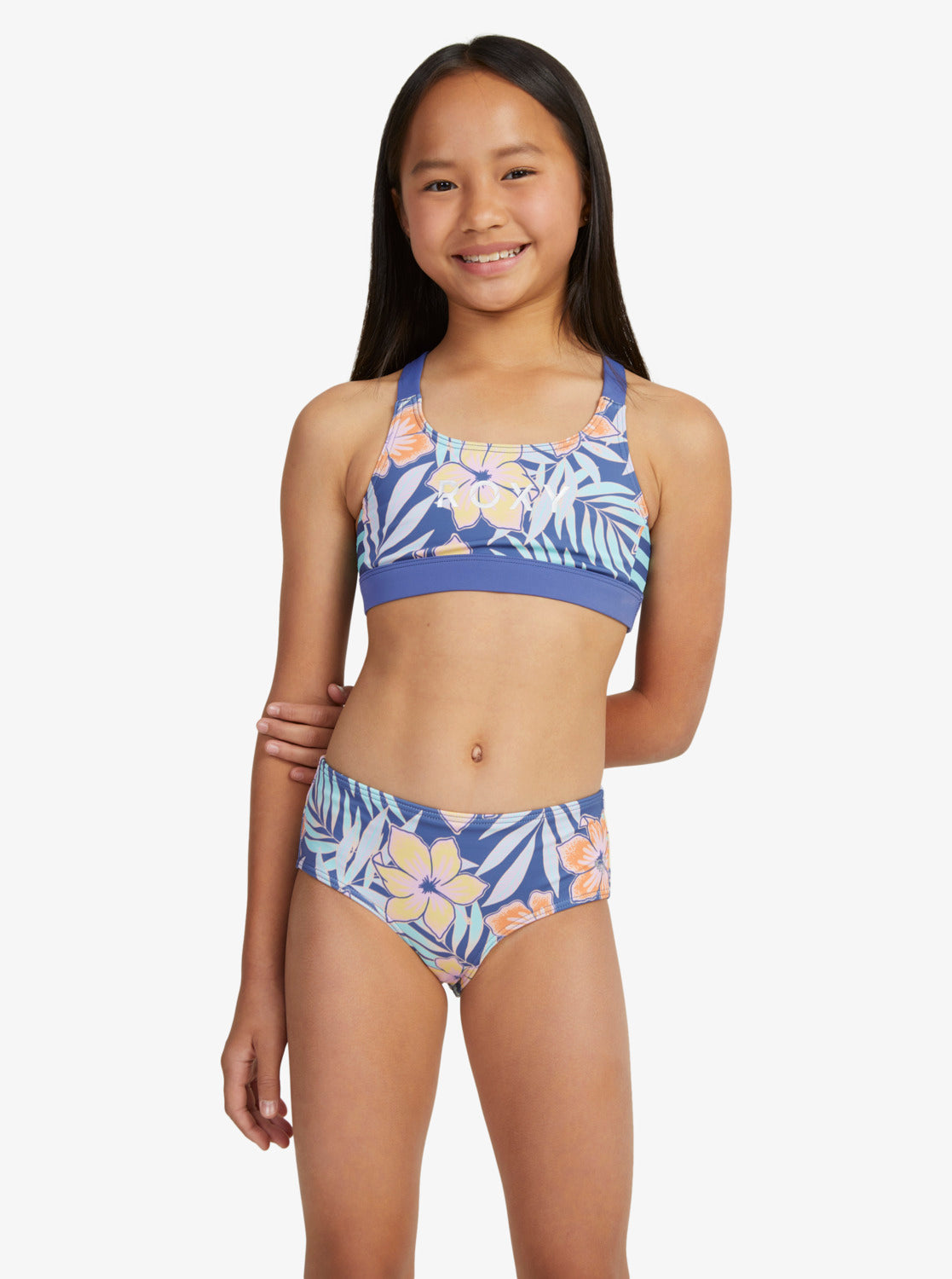 Girls 6-16 Funky Palm Crop Top Two-Piece Bikini Set