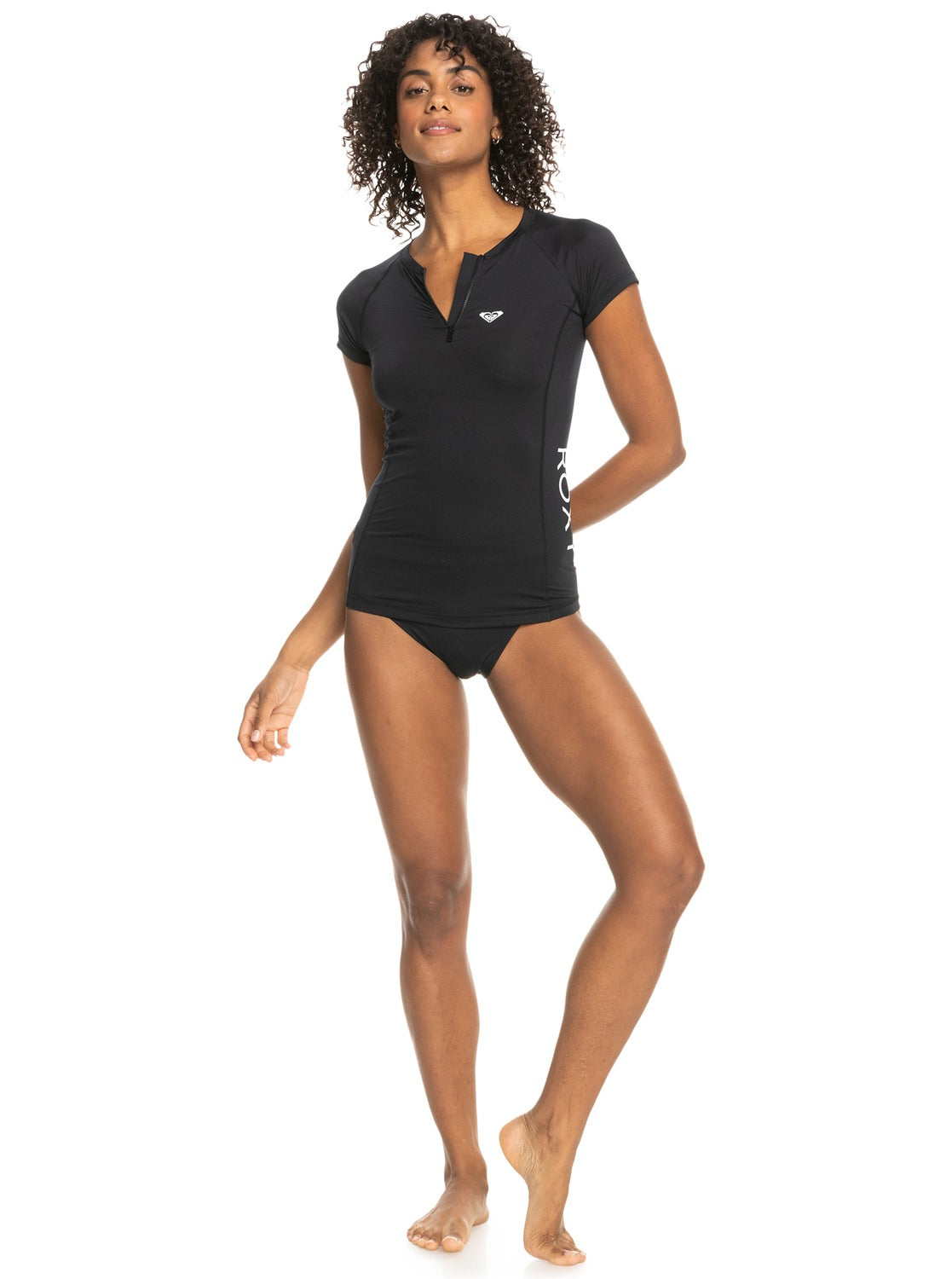 Womens New Essentials Short Sleeve Zip-Up Rash Vest