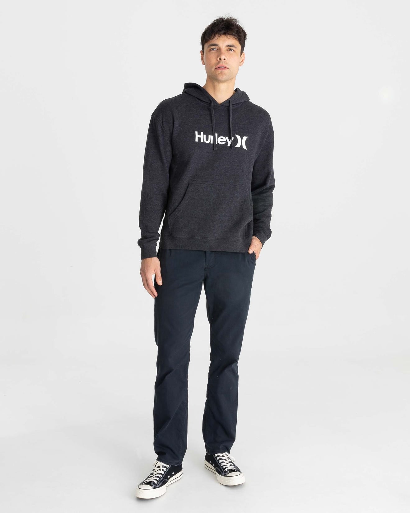 Hurley One And Only Solid Pullover Hoodie Dark Black Heather