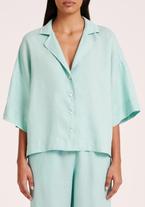 Nude Lucy Lounge Linen Shirt Aqua