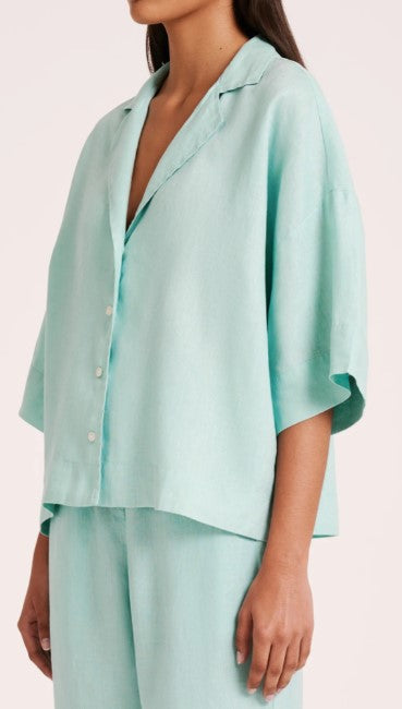 Nude Lucy Lounge Linen Shirt Aqua