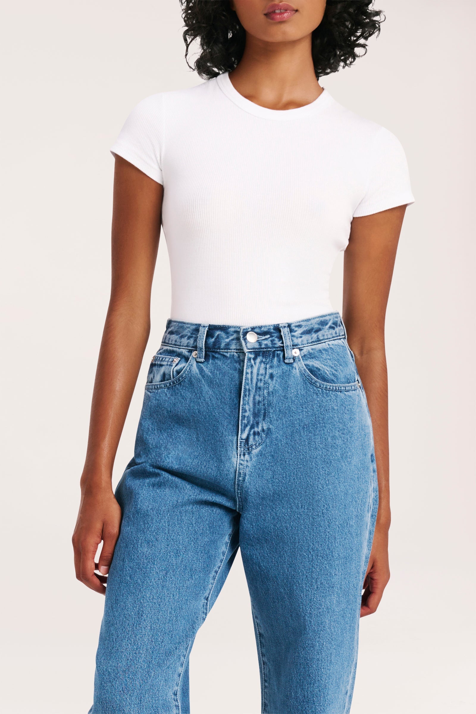 Nude Lucy Organic Rib SS Tee White