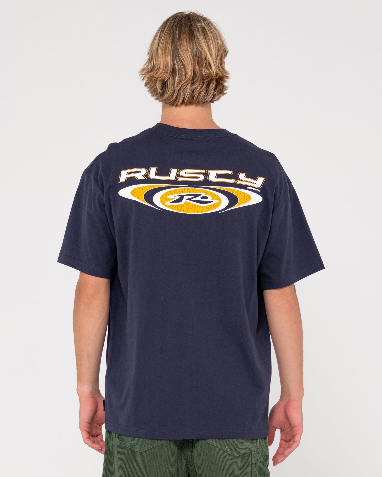 Rusty Irie Eye Oversized Short Sleeve Graphic Tee Navy Blue
