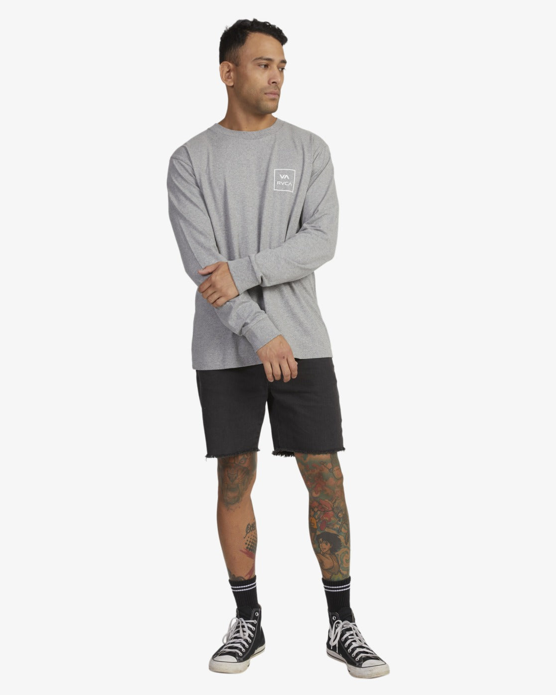 RVCA VA All The Ways Long Sleeve Tee Grey Marle