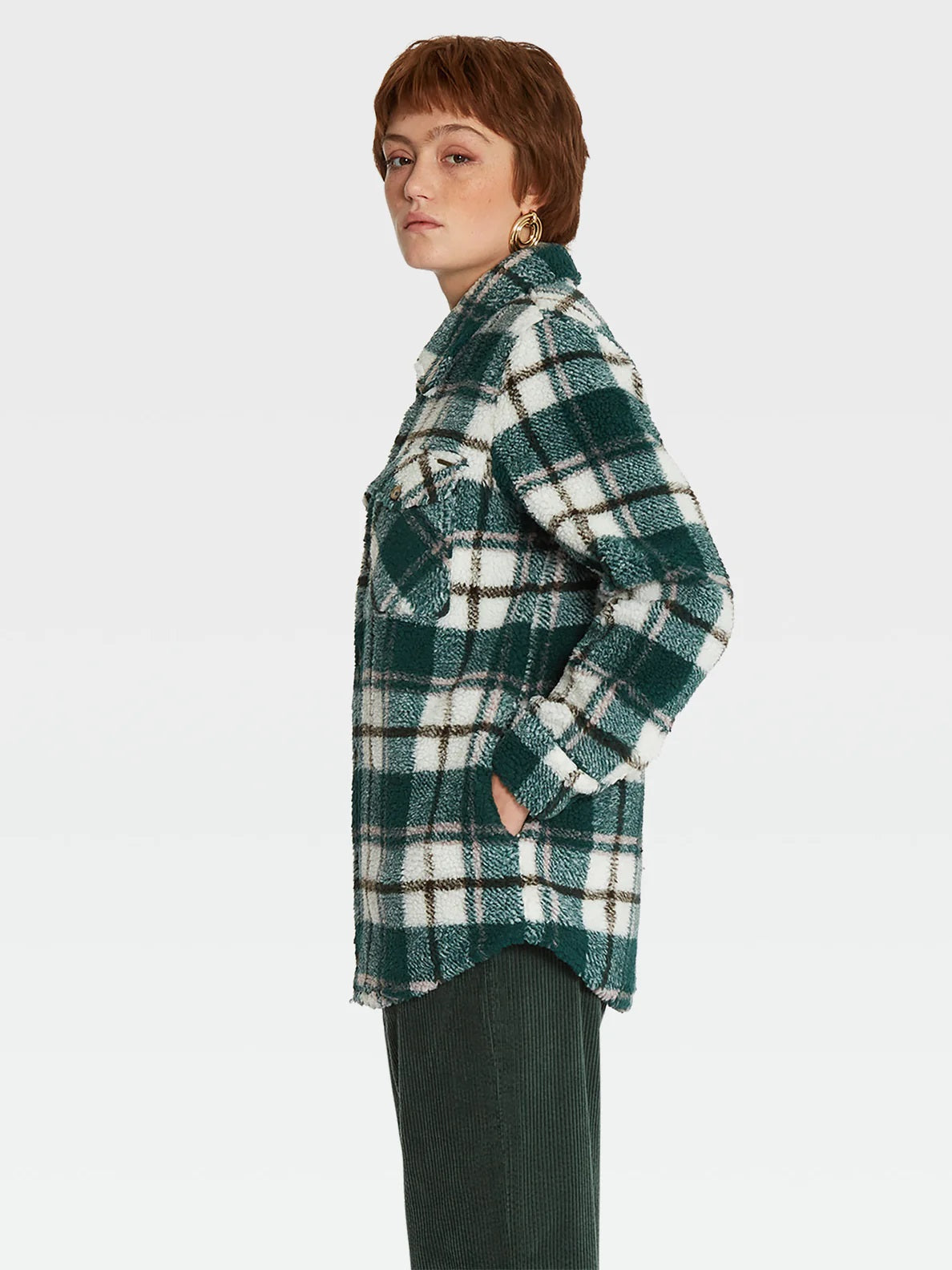 Volcom Silent Sherpa Plaid Jacket Dark Pine