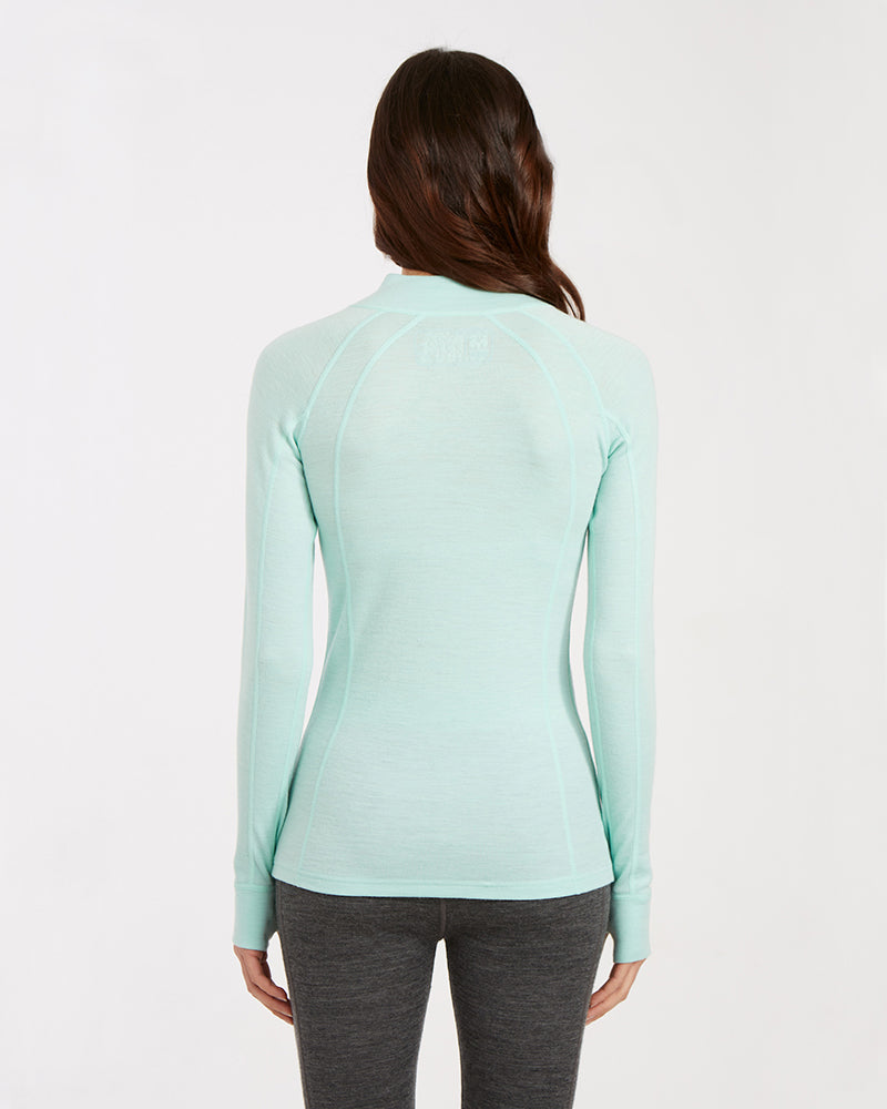 XTM LADIES MERINO WOOL THERMAL ZIP-NECK SKIVVY YUCCA