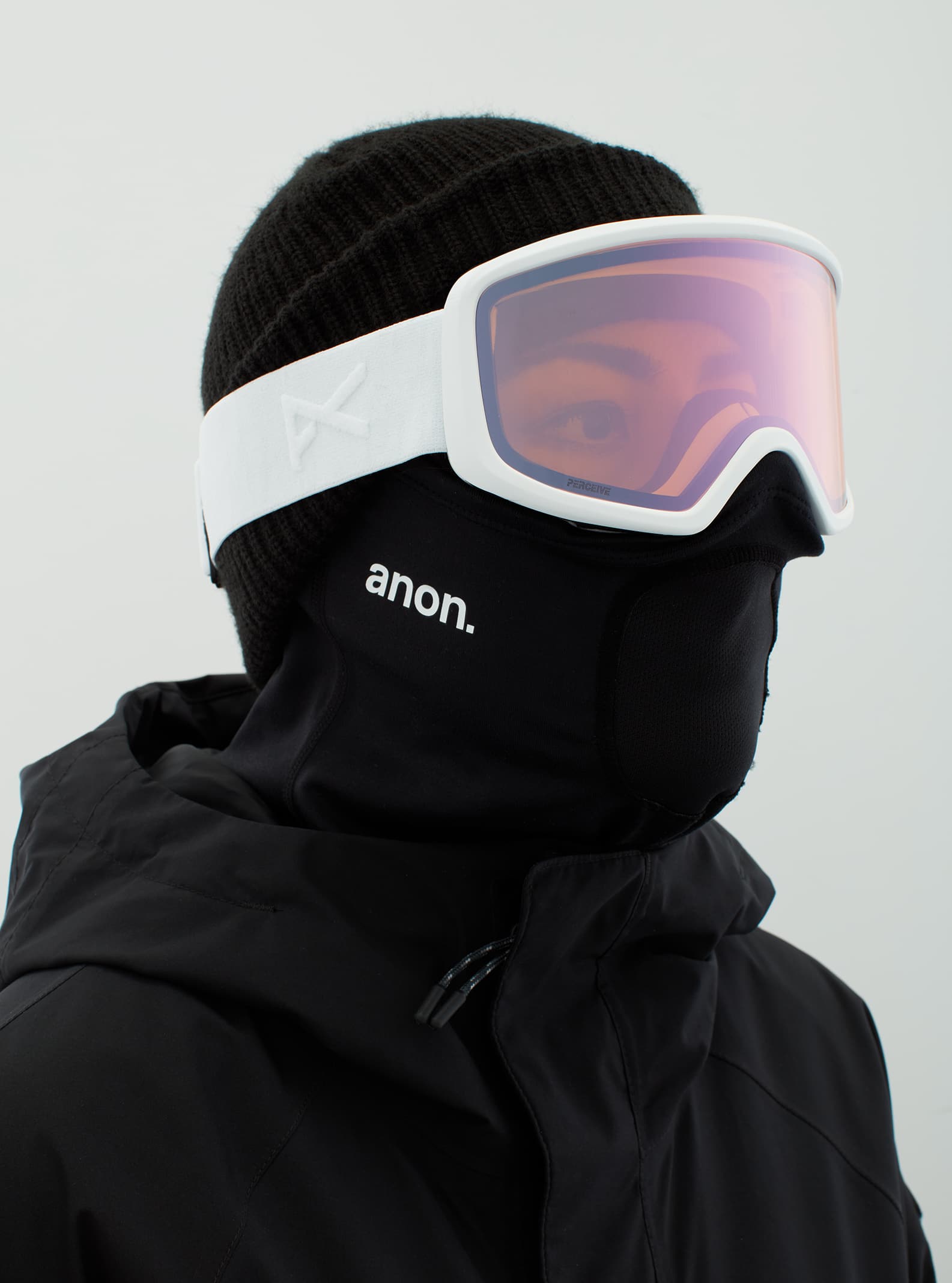 Anon Anon Deringer Goggles + Bonus Lens + MFI® Face Mask Frame: white, lens: perceive cloudy pink (53% / s1), spare lens: amber (55% / s1)