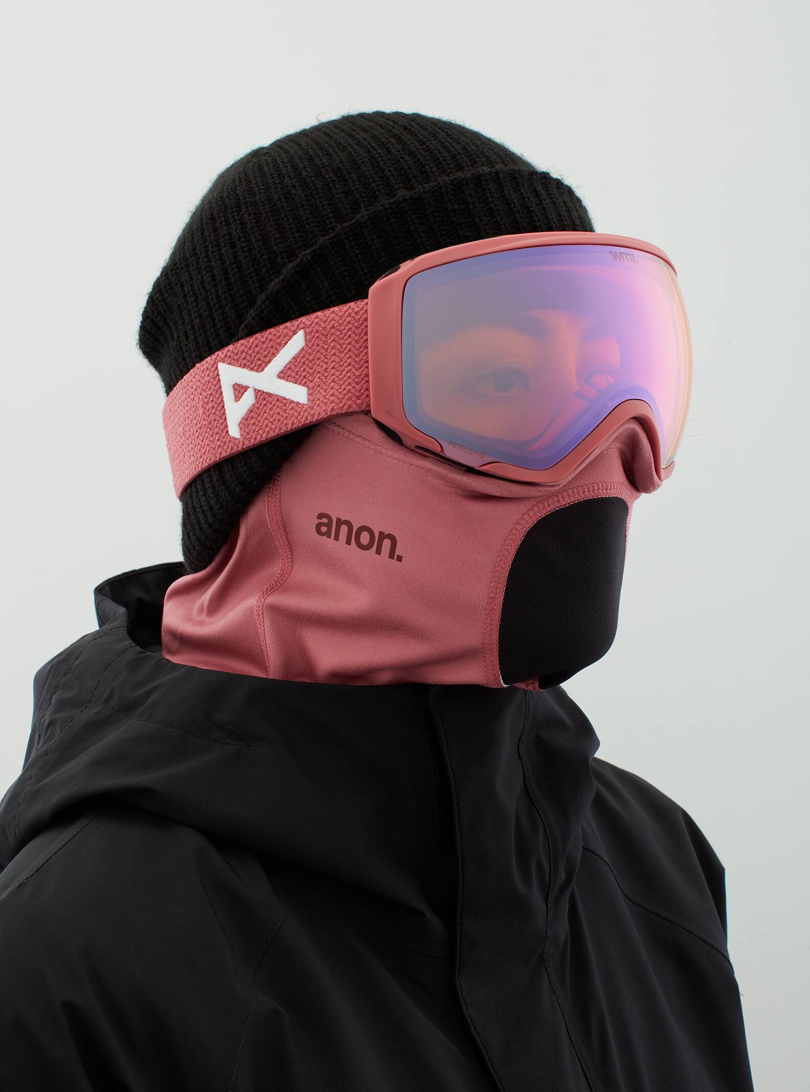 Anon Anon WM1 Goggles + Bonus Lens + MFI® Face Mask - Low Bridge Fit Frame: blush, lens: perceive cloudy pink (53% / s1), spare lens: perceive variable blue (21% / s2)
