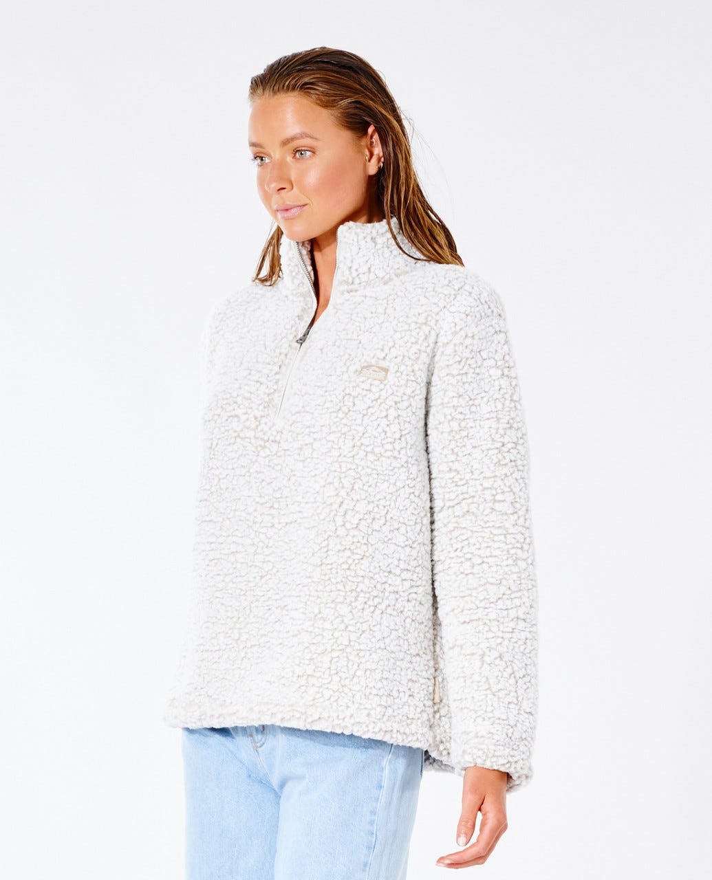 Rip Curl Dark n Stormy 1/4 Zip Crew Jumper OFF WHITE