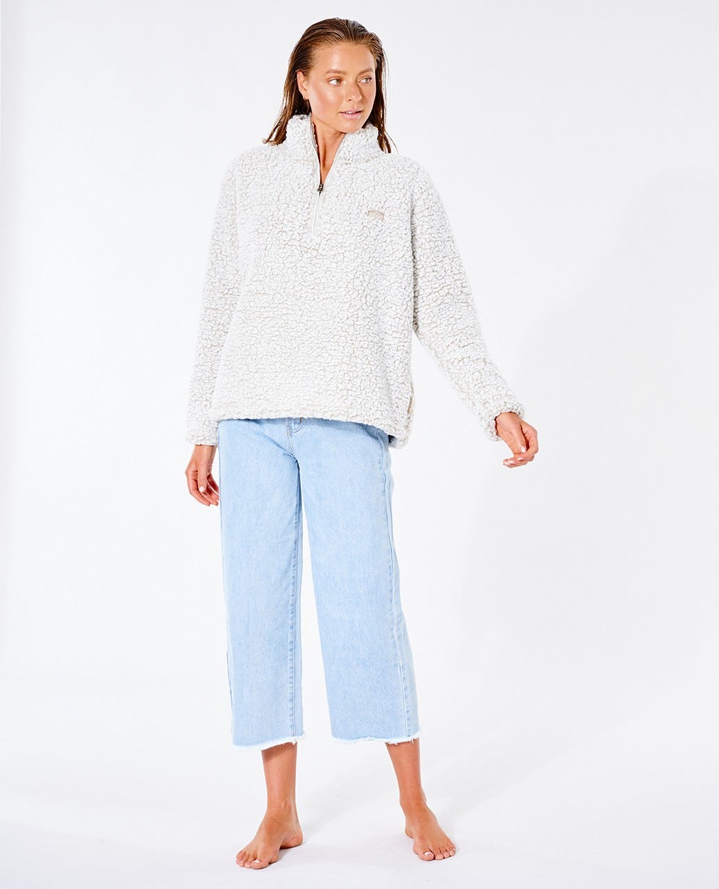 Rip Curl Dark n Stormy 1/4 Zip Crew Jumper OFF WHITE