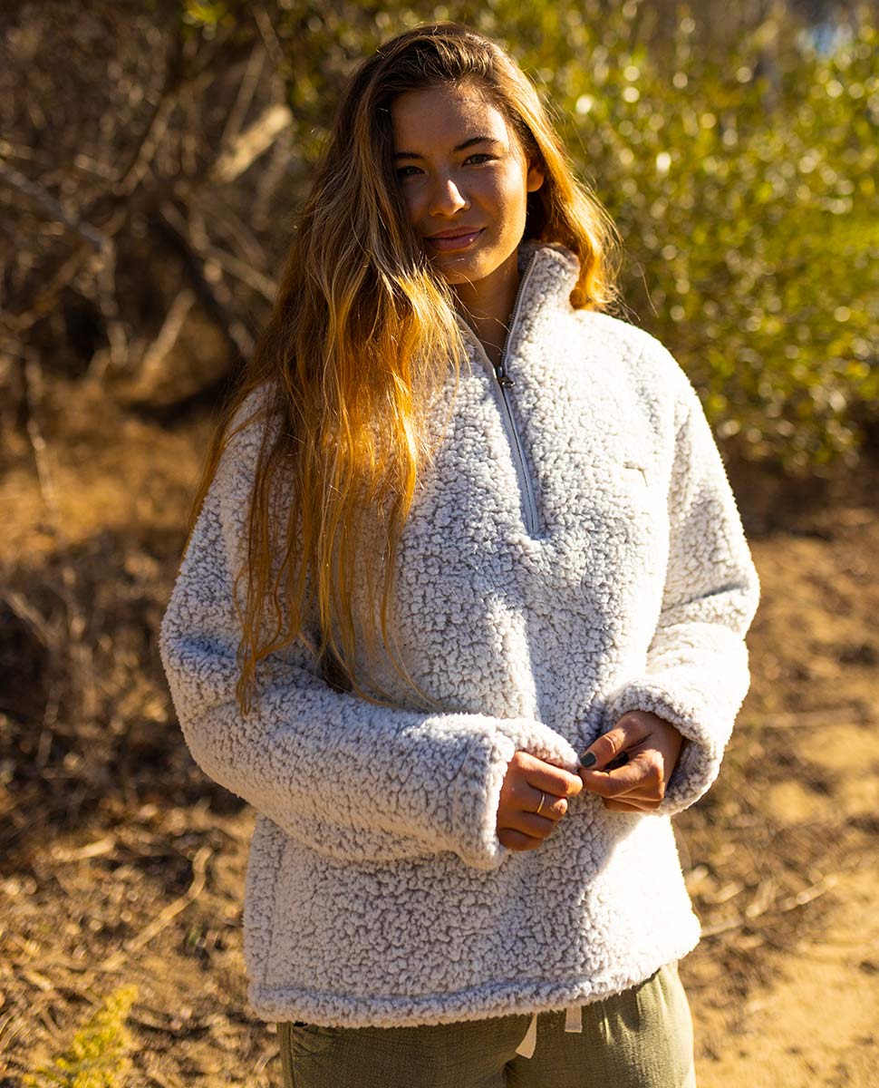 Rip Curl Dark n Stormy 1/4 Zip Crew Jumper OFF WHITE