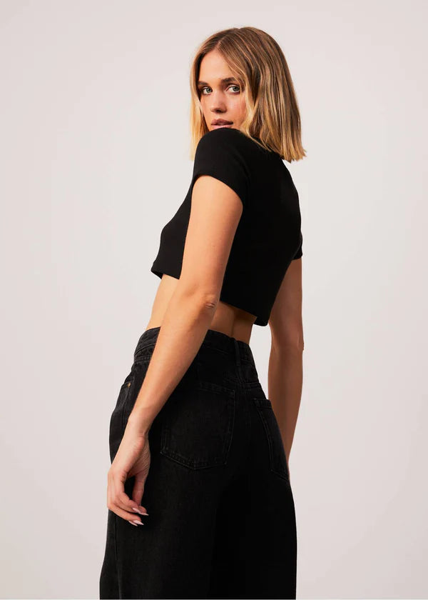 Abbie Hemp Ribbed Cropped T-Shirt