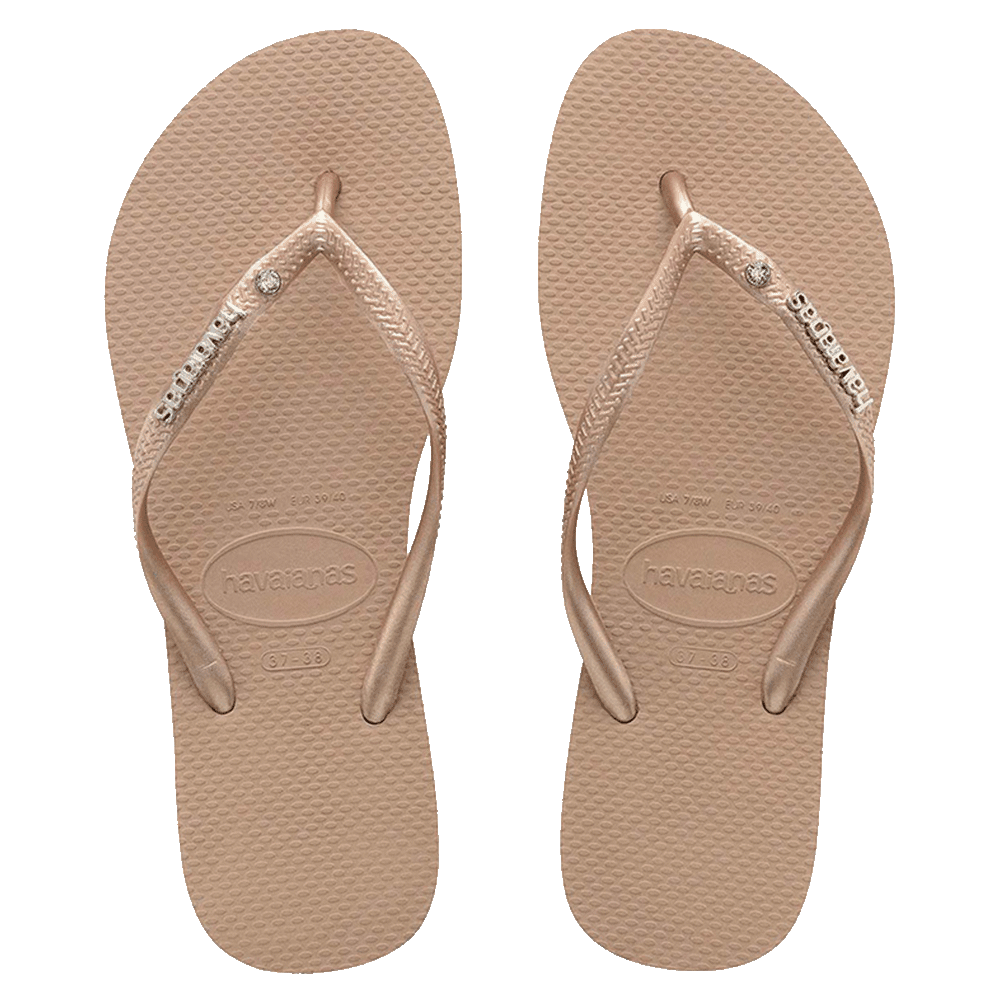 Slim Metal Logo Crystal Thongs