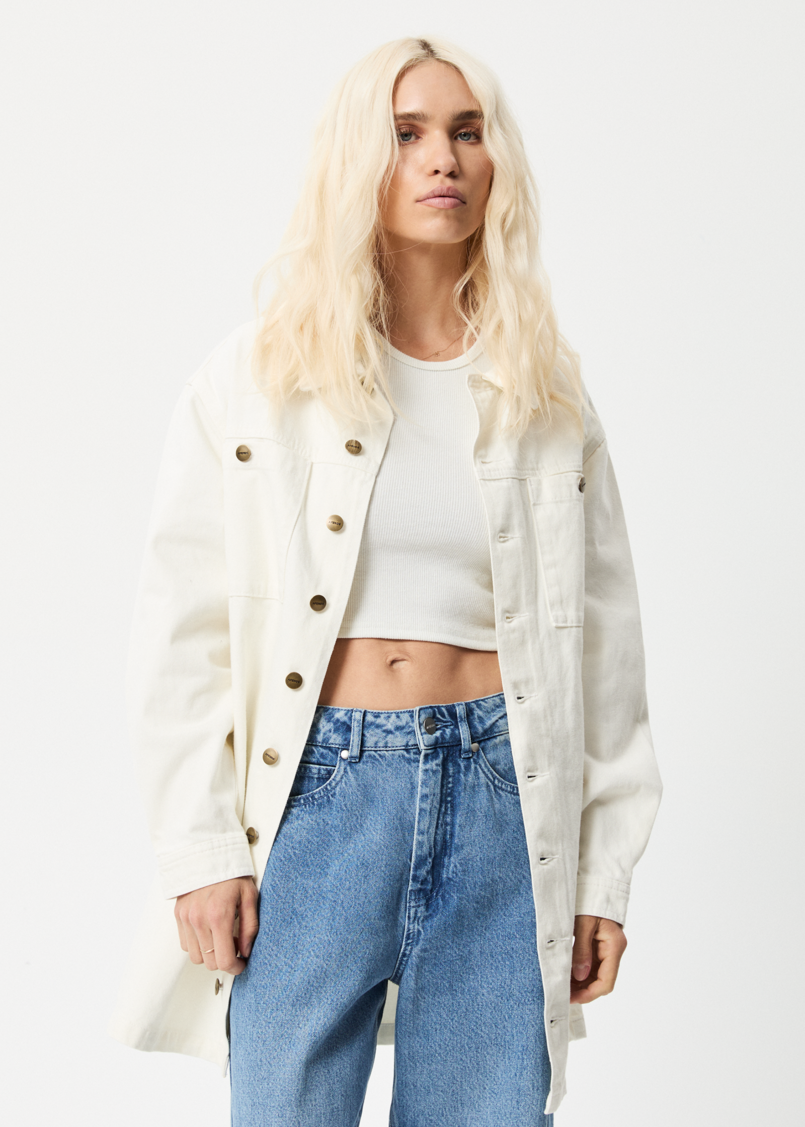 Tori - Organic Denim Dress - Off White