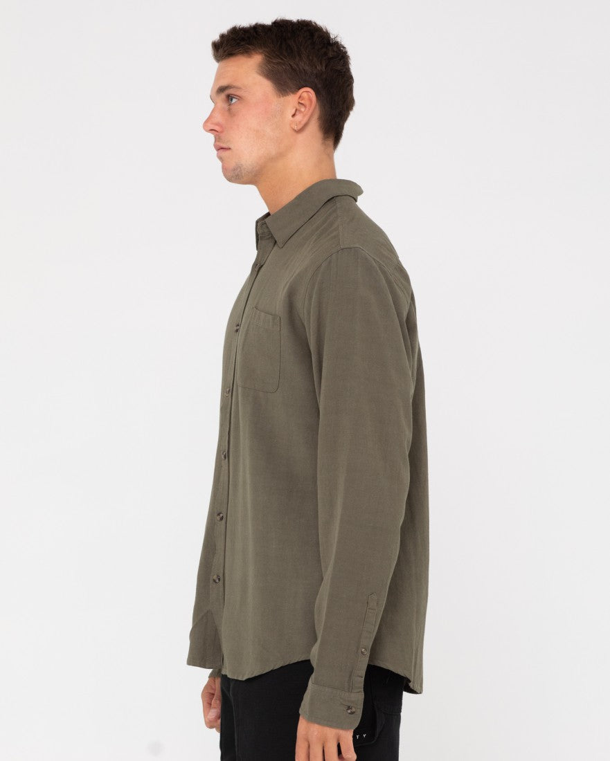 Rusty Overtone Long Sleeve Linen Shirt Savannah