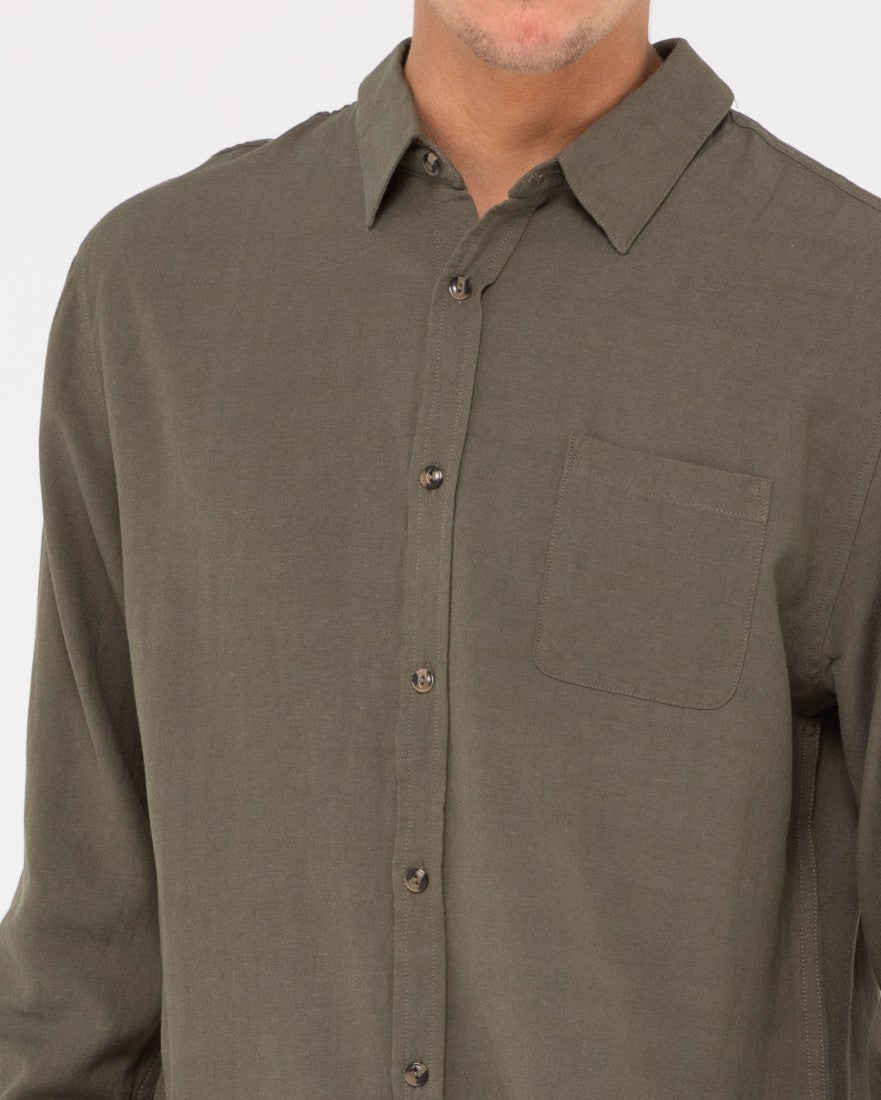 Rusty Overtone Long Sleeve Linen Shirt Savannah