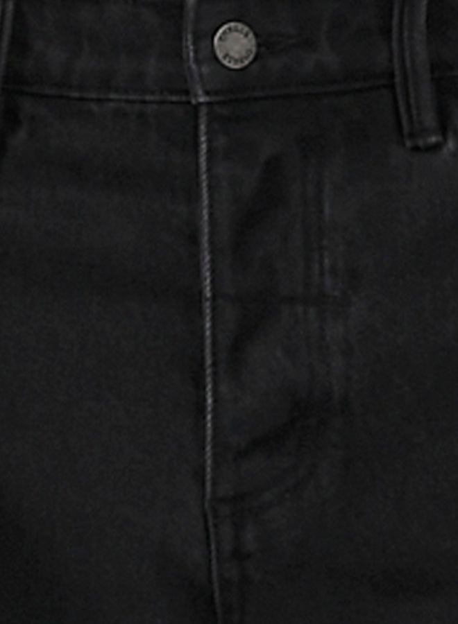 Chopped Hem Denim Short - Aged Black