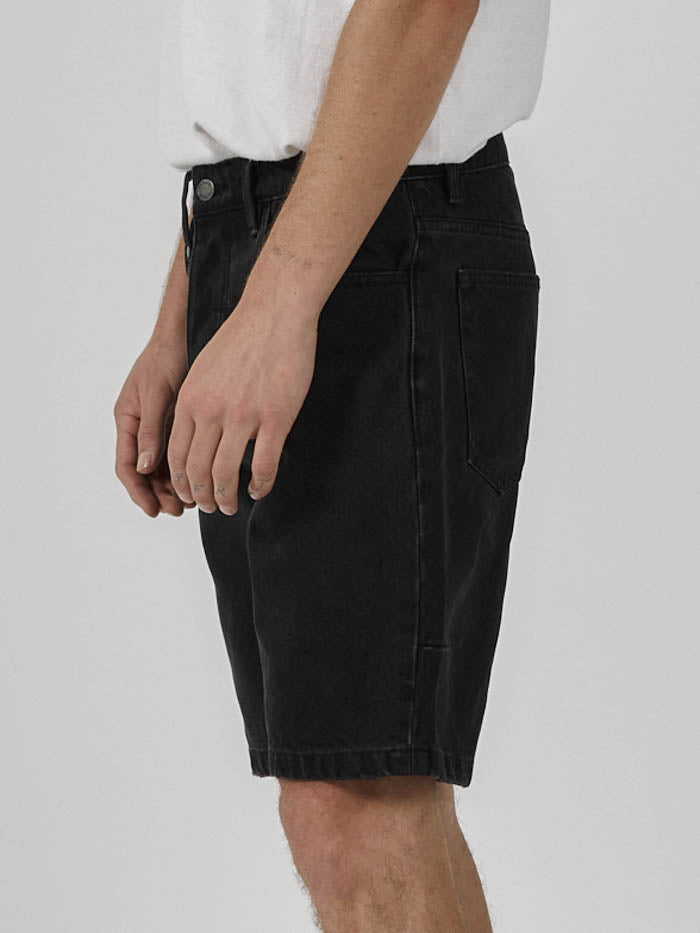 Chopped Hem Denim Short - Aged Black