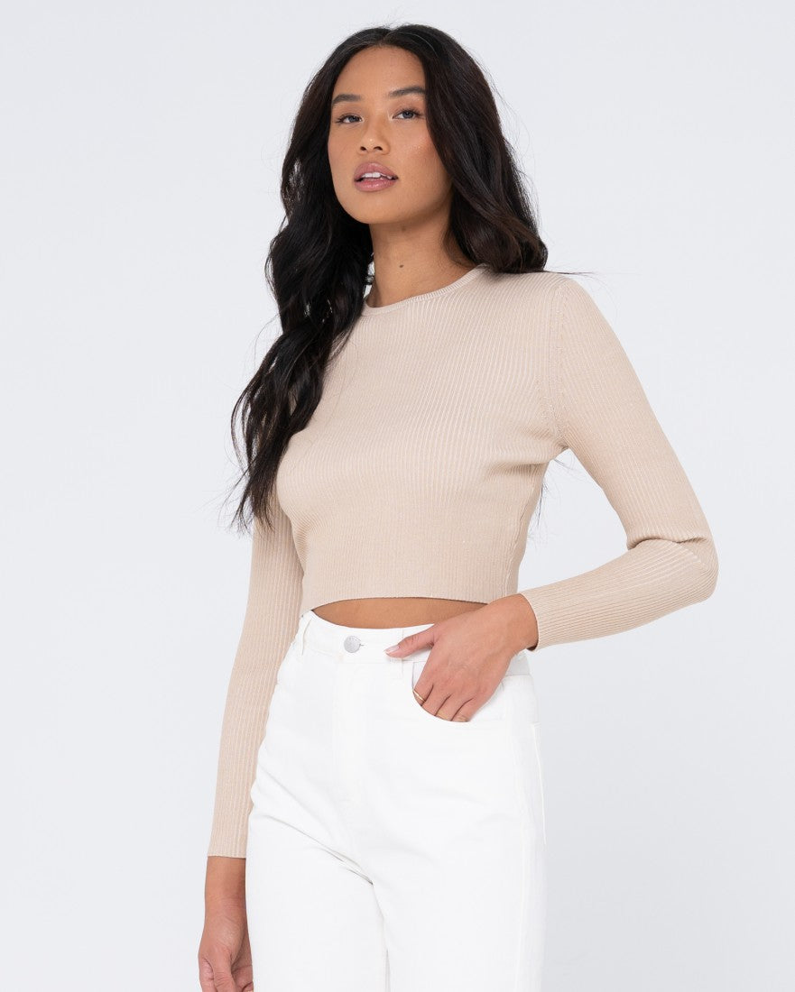 Rusty Solace Long Sleeve Knitted Top Oatmilk