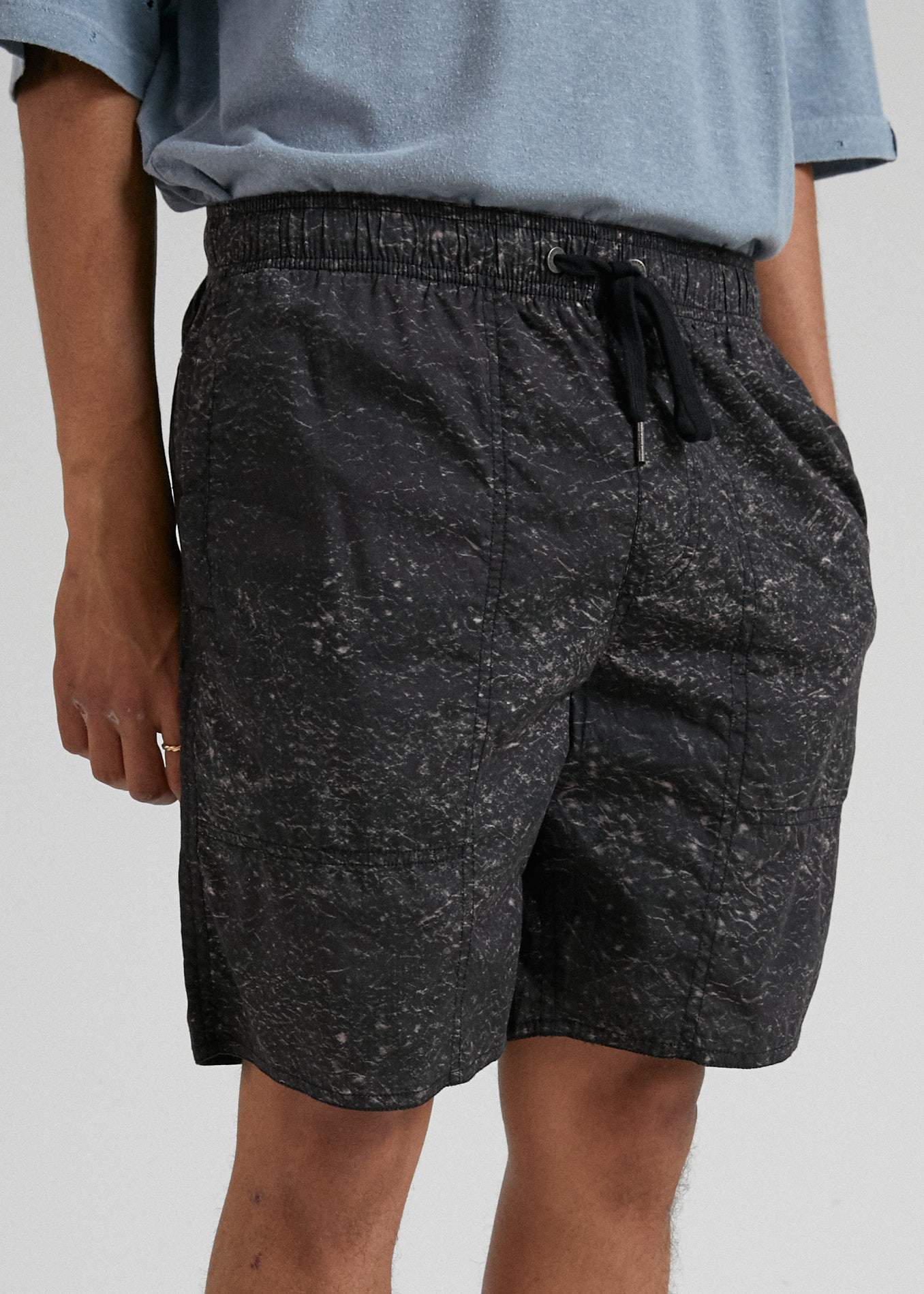 Afends Baywatch Acids - Elastic Waist Boardshort - Black Acid Wash Black acid wash