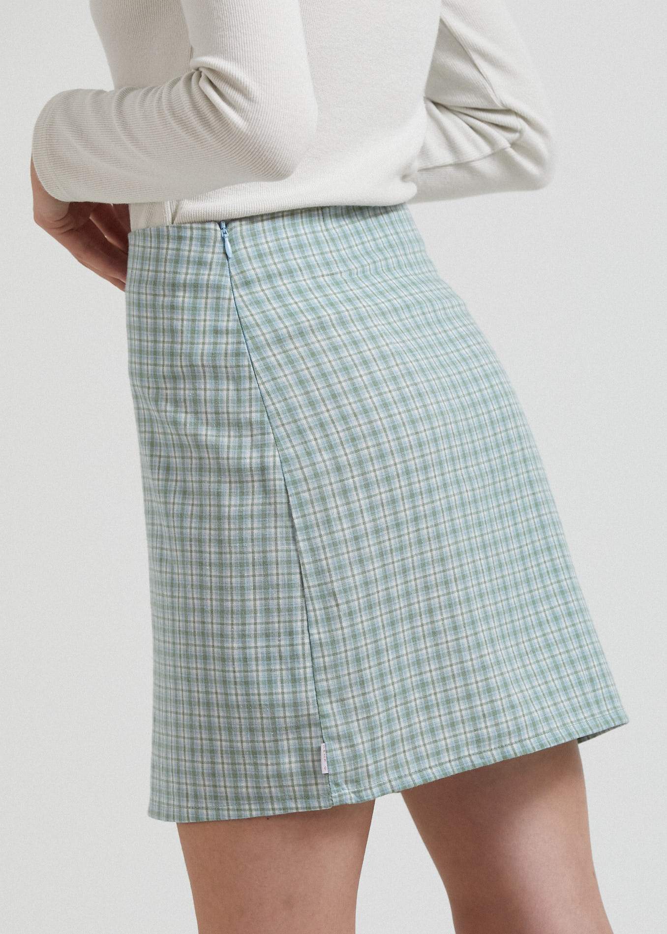 Afends Billy - Hemp Check Mini Skirt - Moss Check Moss check