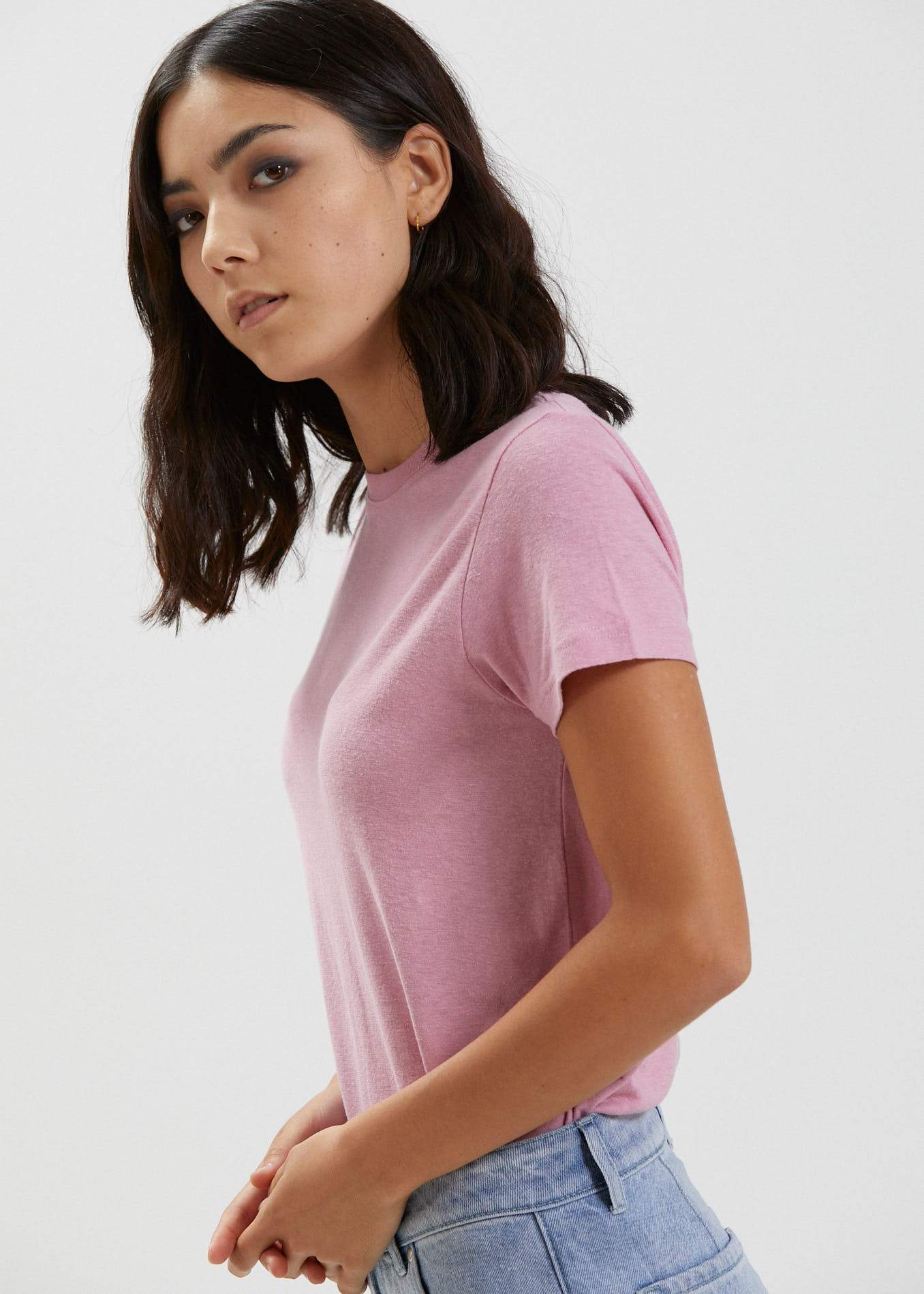 Afends Hemp Basics - Standard Fit Tee - Glacier Smokey pink