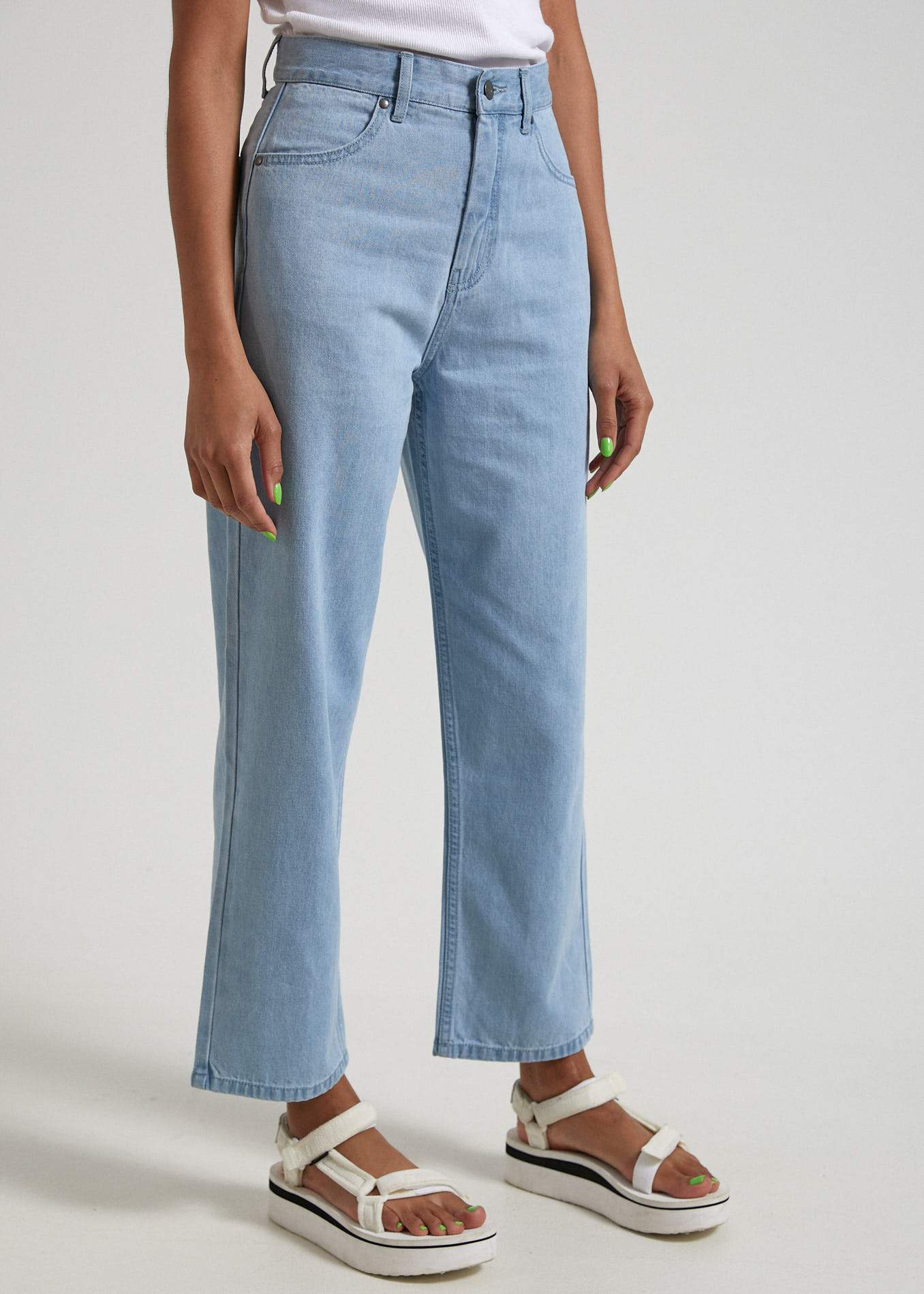 Afends Shelby - Hemp Denim High Waist Wide Leg Jeans - Indigo Rinse Stone blue