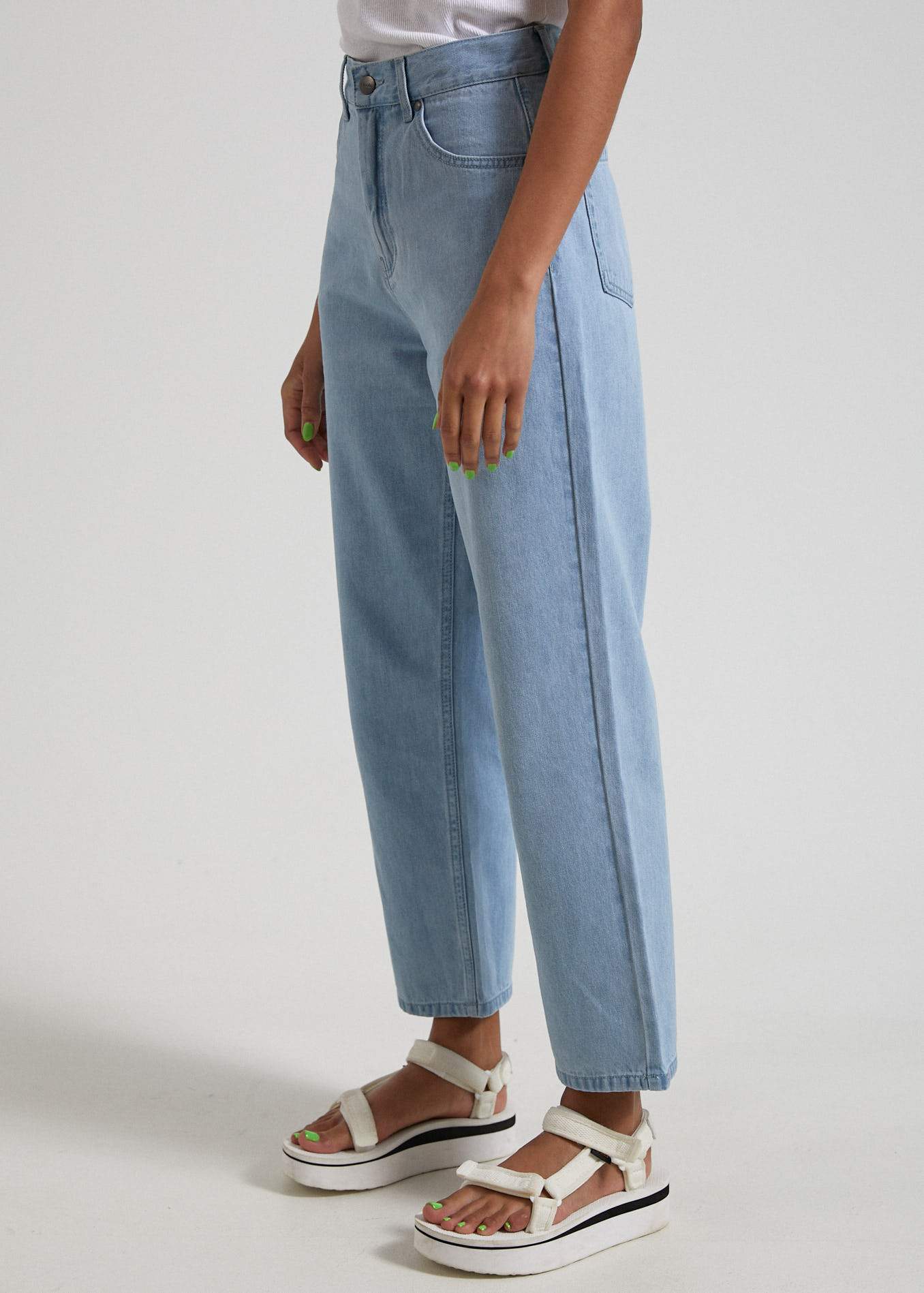 Afends Shelby - Hemp Denim High Waist Wide Leg Jeans - Indigo Rinse Stone blue