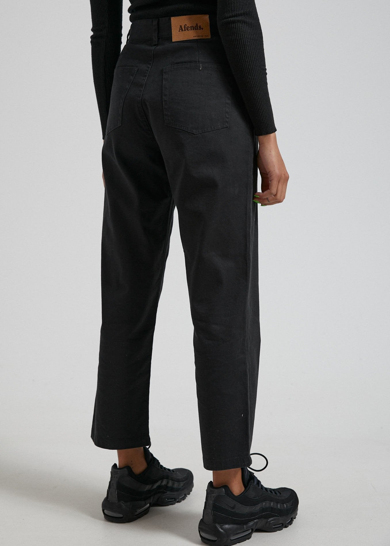 Afends Shelby - Hemp Twill High Waist Wide Leg Pant - Off White Black