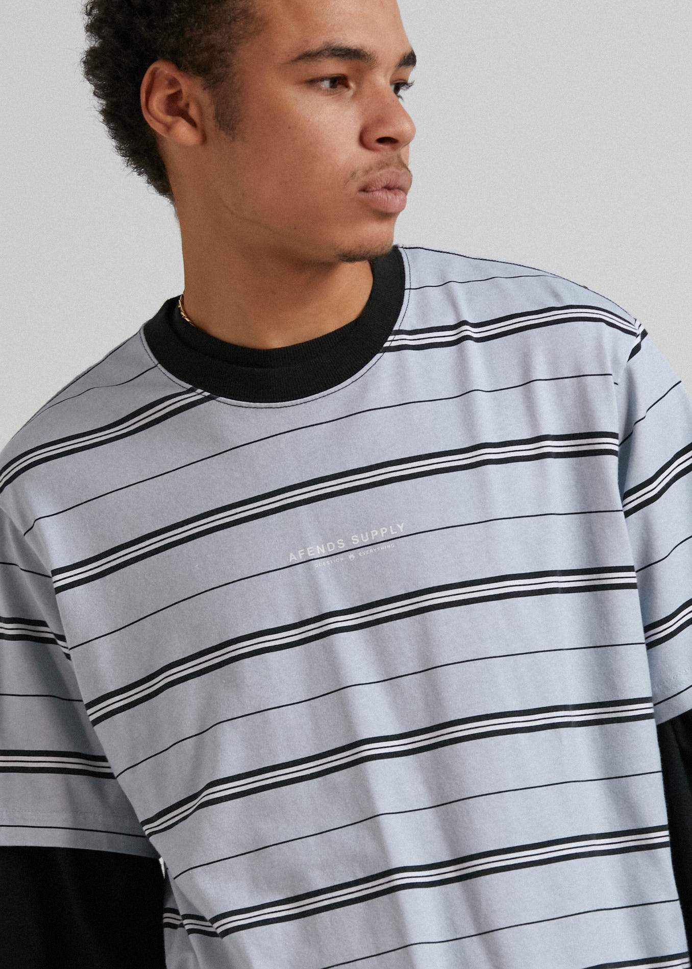 Afends Transit - Recycled Stripe Retro Fit T-Shirt - Glacier Glacier
