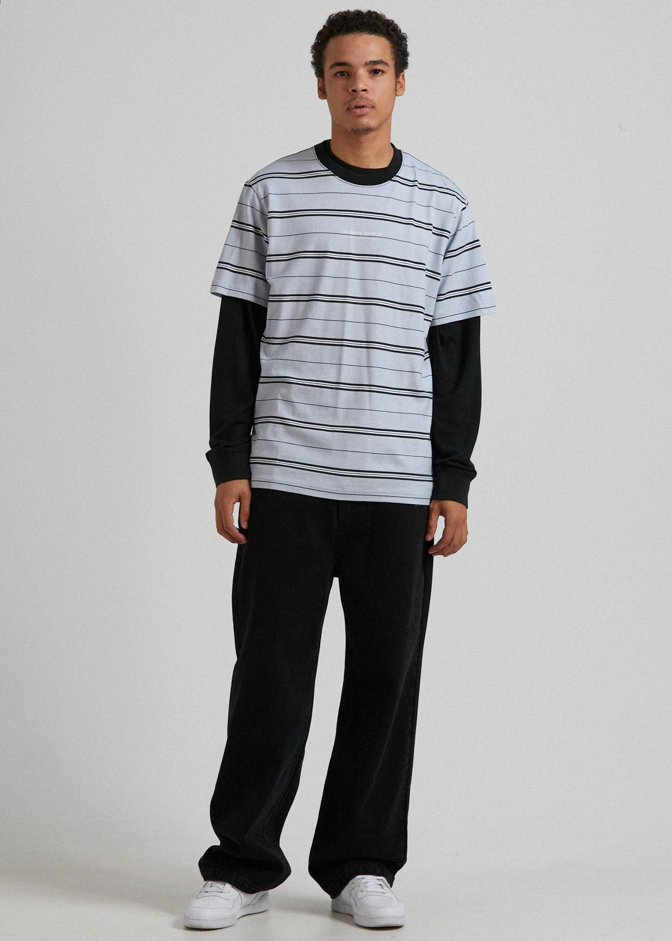 Afends Transit - Recycled Stripe Retro Fit T-Shirt - Glacier Glacier