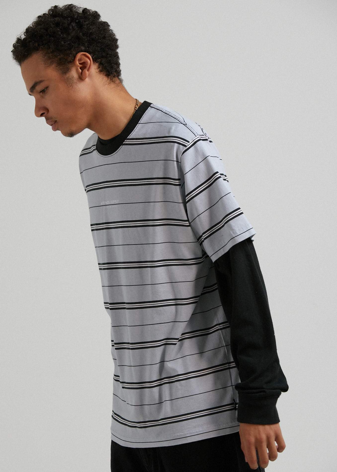 Afends Transit - Recycled Stripe Retro Fit T-Shirt - Glacier Glacier