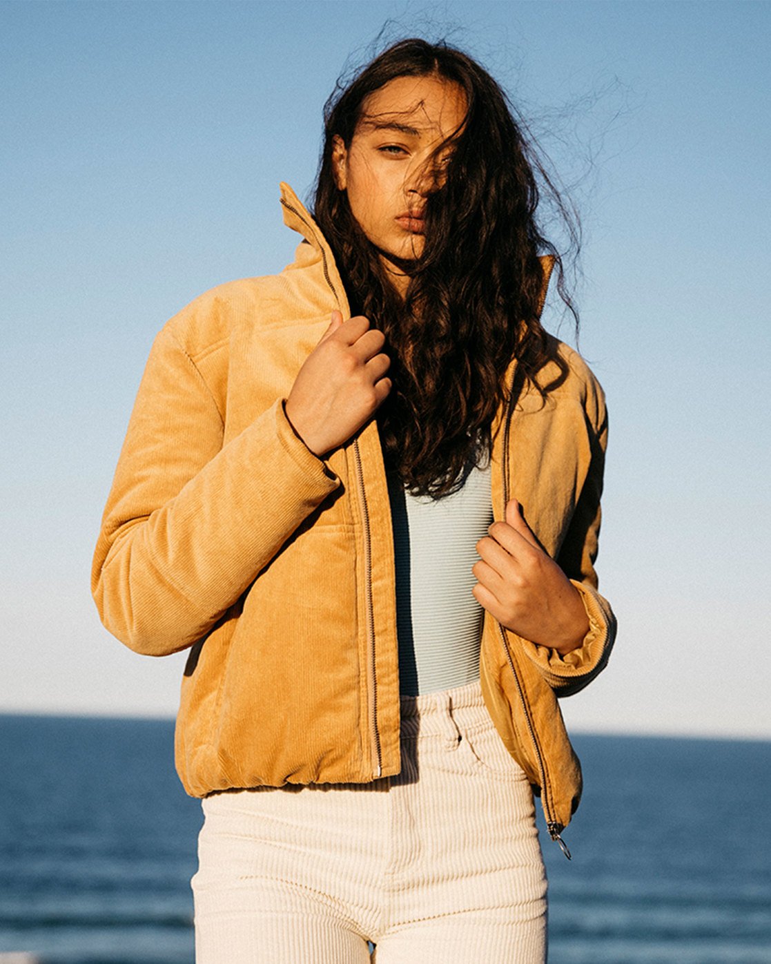 Billabong Desert Cord Puffer Jacket Carmel