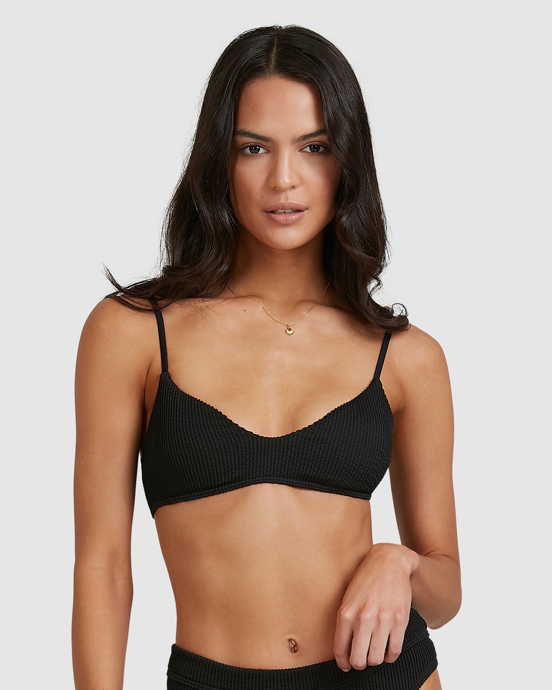 Billabong Summer High V Bralette Bikini Top Black sands