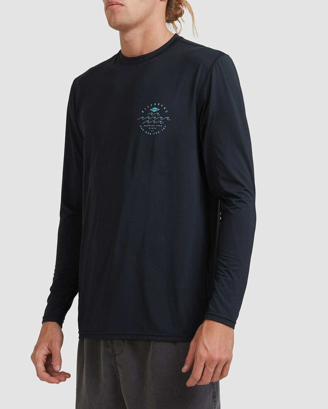 Billabong Wavey Davey Loose Fit Long Sleeve Rash Vest BLACK